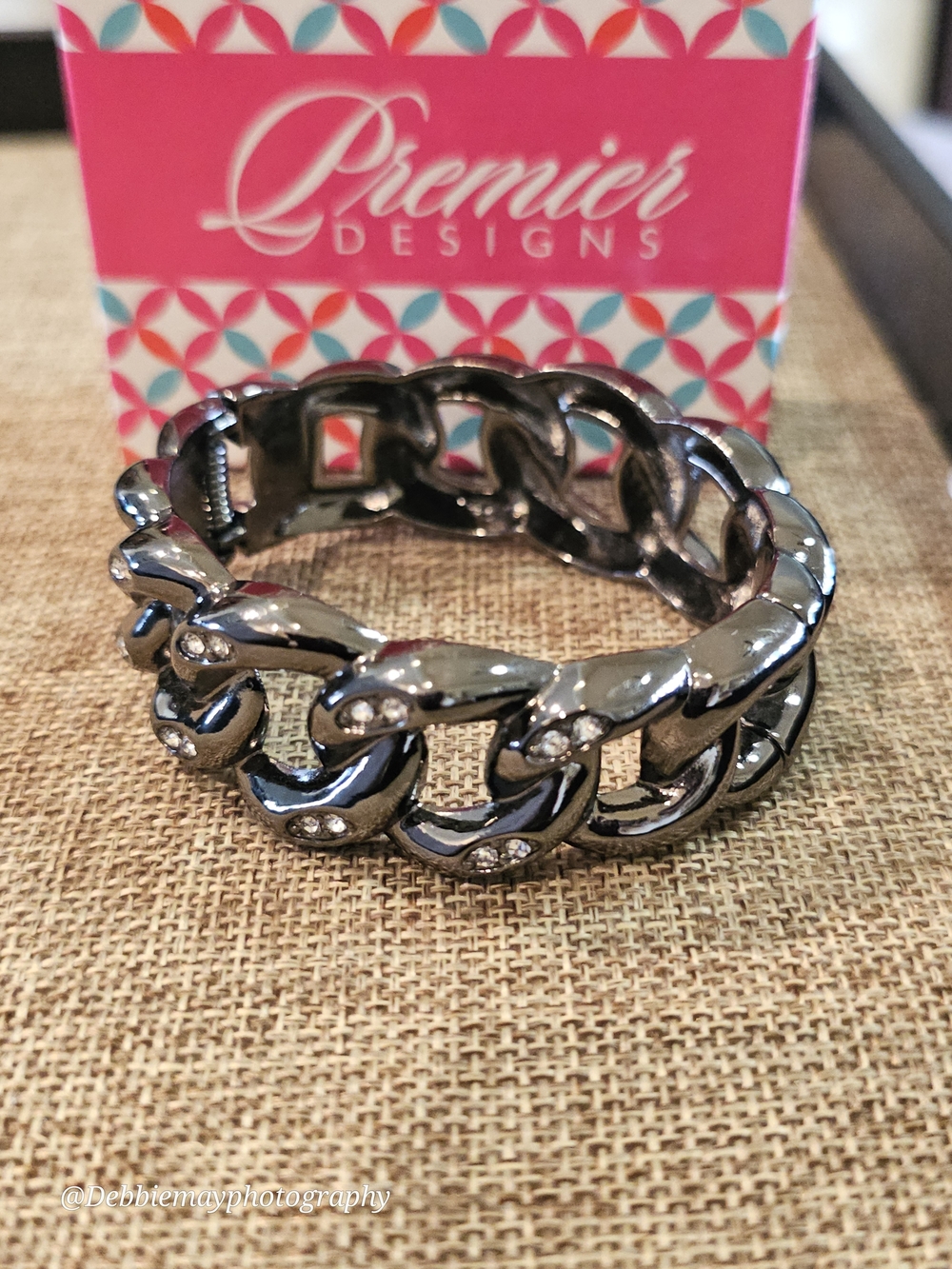 Premier Designs Gunmetal Link Bracelet with Crystal Accents